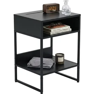 Relaxdays Nachtschrank 40 x 40 x 30 cm Schwarz