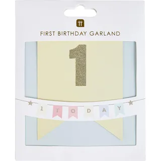 Talking Tables 1 Girlande – Pastellfarbene Papier Geburtstag Girlande für 1. Geburtstag – Perfekt für Mädchen und Jungen – Länge 150 cm
