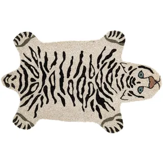 Fisura - Fußmatte außen Weißer Tiger aus Kokosnuss mit Rutschfester PVC-Rückseite. Lustige Welcome Fußmatte. Handbemalt. Größe: 70 cm x 40 cm.