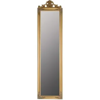 Casa Padrino Barock Standspiegel Gold mit wunderschönem antik-goldenem Barockrahmen und Ornamentaufsatz H. 180 cm - Handgefertigt - Gold