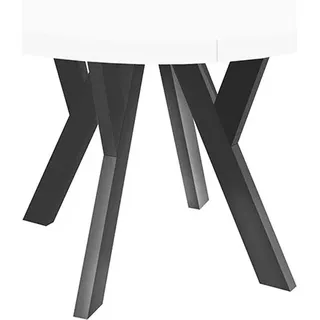 Runder Ausziehbarer Tisch für Esszimmer, PERO, Loft-Stil, Skandinavische, Durchmesser: 120 / 220 cm, Farbe: Weiß / Schwarz - Weiß