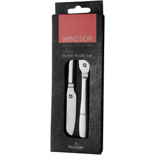 Grunwerg Windsor Carded 6-teiliges Buttermesser-Set, 18/0 Edelstahl, hochglanzpoliert, Silber
