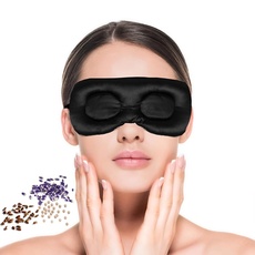 NEWGO Mikrowelle Dampf Augen Maske, Wärmende Schlafmaske für Augenermüdung Augenringe, Migräne, Entspannung für die Augen(schwarz)