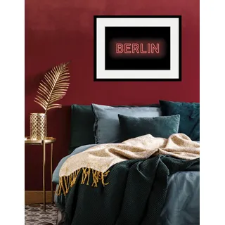 queence Bild »BERLIN LIGHTS« Berlin   Schriftzug   Städte 1 Stk. tlg. HD Premium Poster-Druck inkl. Holzrahmen, rot