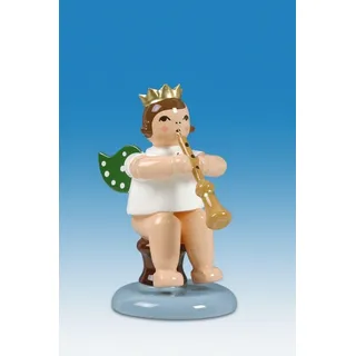 Engelmusikant Engel sitzend mit Schalmei ohne Krone Höhe ca 6 cm NEU Erzgebirge