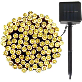 Lamker 20M 200er LEDs Lichterketten Solar Außen Warmweiß LED Lichterkette Wasserdicht Grünes Kabel 8 Modi Dimmbar Solarlichterkette Beleuchtung Deko für Garten Terrasse Balkon Tor Hof Hochzeit