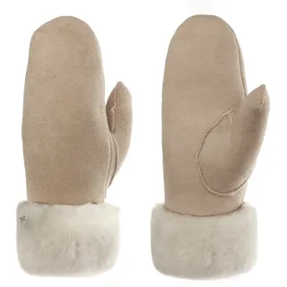 Lederhandschuhe PEARLWOOD "FIONA", Damen, Gr. 7, beige (sand), Schafsleder, unifarben, Handschuhe Lederhandschuhe, Velourleder, Fausthandschuh, warm gefüttert
