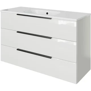 Pelipal Badmöbel-Set Quantum 07 Schneeweiß Glanz 121 cm 3 Auszüge