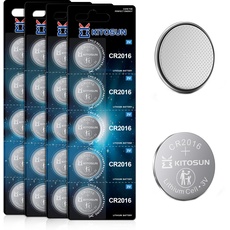 Kitosun Batterien Knopfzellen CR2016 3V - Lithium Coin 3-Volt 2016 Knopf Batterie für elektronische Kleingeräte Autoschlüssel Fernbedienungen LED Teelichter Waagen medizinischen Geräten (20 Stück)