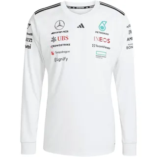 adidas Herren Mercedes - AMG Petronas Formula ONE Team Driver Jersey Long Sleeve White Men, White/Black, XXL