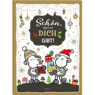 Sheepworld Adventskalender Motiv "Schön" | Schoko-Adventskalender gefüllt mit insgesamt 75 g Schokolade, 26 cm x 25 cm | Kalender für Weihnachten, Geschenkidee | 51266