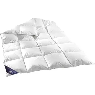 M&M Feather and Down 200x220cm 1800gr. 60% DAUNEN BETT Daunendecke Daunendecken Decken Decke Bett Bettdecke Zudecke Steppdecke Daunen Jahresdecke Winterdecke Welt-der-Träume - Weiß