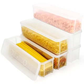 BELLE VOUS 6er-Pack Kunststoff Aufbewahrung für Lebensmittel mit Deckel - 1300ml Nudelbehälter Vorratsdose - 6er Set Vorratsdosen für Nudeln Spaghetti - Nudelbox Dose Behälter