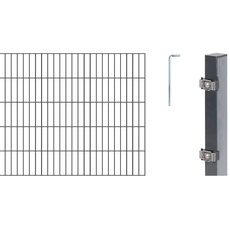 Alberts 650803 Doppelstabmattenzaun als 8 tlg. Zaun-Komplettset | verschiedene Längen und Höhen | anthrazit | Höhe 100 cm | Länge 6 m