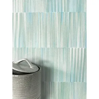 Newroom Vliestapete Grün Mint Streifen Muster Tapete Schlafzimmer | helles Mintgrün changierend, textile Fadenstruktur, pastellig skandinavisch, Mustertapete Wandtapete Kinderzimmer