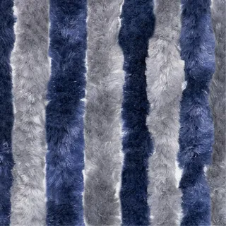 Moritz Flauschvorhang aus Chenille 118 x 230 cm blau grau Türvorhang als Fliegenschutz Insektenschutz für Camping Wohnwagen