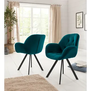 OTTO home Esszimmerstuhl Elli Samtstoff blau 2er Set