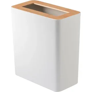 Famanu Abfalleimer 10L - Rechteckig, Weiß, Stahl/Holz, Minimalistisches Design - Weiß