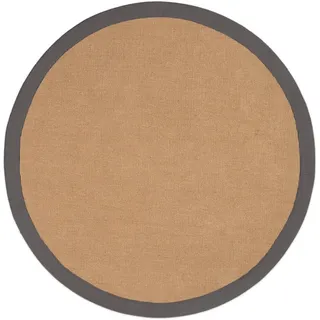 carpetfine Sisalteppich »Sisal« rund 5 mm Höhe mit farbiger Bordüre, Anti-Rutsch Rückseite, grau