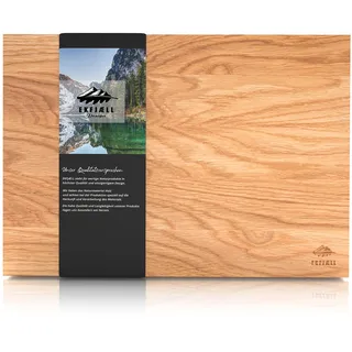 EKFJAELL Premium Schneidebrett Eiche Massiv 45 x 30 x 3 cm, mit anti-rutsch-Füßen, antibakteriell & Hartwachs-Schicht inkl. Griffmulden - Schneidebrett Holz, Servierplatte, Servierbrett