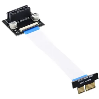 cablecc PCI-E Express 1X Slot Riser Card Extender Extension Angled Ribbon Flex Relocate Cable 10cm Low Profile