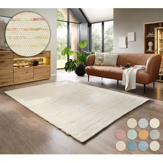 OTTO home Wollteppich »Pirker« rechteckig 12 mm Höhe Wendeteppich, meliert, reine Wolle, handgewebt, Scandi, Wohnzimmer, bunt