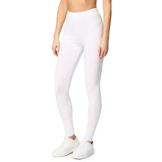 Merry Style Leggings Damen Baumwolle für das ganze Jahr Bequeme Leggings Blickdicht Damen Ideal für Yoga Sport Gym und Freizeit MS10-198 (Weiß, XL)