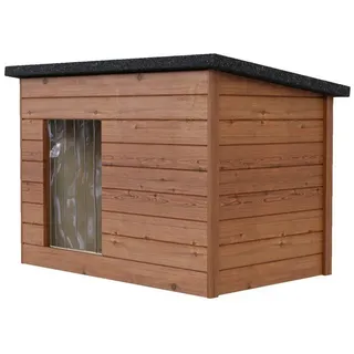 QLS Hundehütte Wetterfest Hundehaus Hundehöhle Winterfest Isoliert Holz 123x84 cm
