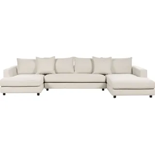 BELIANI Wohnlandschaft Hellbeige Stoffbezug 5 Personen U-Form Modern Gepolsterte Rückenlehne Polsterung Gemütlich Bequem mit Kissen für Wohnzimmer - Beige, Schwarz