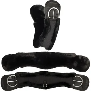 Equinate Western Mondgurt anatomisch mit synthetischem Lammfell 65 cm - 26" Schwarz - Schwarz