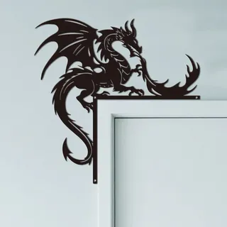 CUTHOLLOW Dragon Metall Türrahmen Ornament, 25x25cm Türrahmen Dekor, Kreativer Türrahmen-Kunst, Türecke Dekoration, Originelle Wanddeko für Zimmertür, Haustür, Zuhause, Badezimmer, Schlafzimmer, Büro