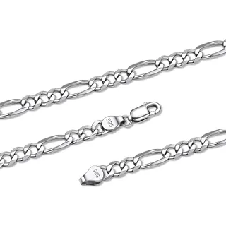 Suplight Silberkette Herren 925 Silber 5mm Figaro Kette coole Hip-Hop Kette 36cm lang Gliederkette Panzerkette Women Necklace Unisex Halskette Echtschmuck