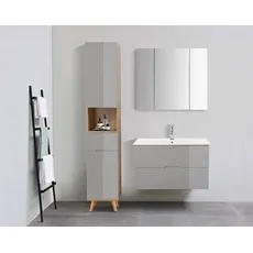 Bild von »Lund Badezimmerschrank Unterschrank mit Becken«, Waschplatz mit Waschbecken und 2 Auszügen Breite 80 cm,