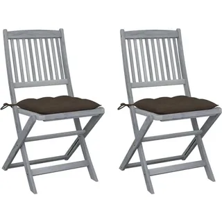 Klappbare Gartenstühle 2 Stk. mit Kissen Massivholz Akazie - Taupe, Bunt