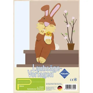 Pebaro 373/2S Laubsägevorlage Kantenhocker Osterhase, 3mm Sperrholz DIN A 4, Motiv vorgedruckt, aussägen mit Laubsägebogen, basteln, anmalen, fertig, Basteln mit Holz, Geschenkidee, Ostern, Osterdeko