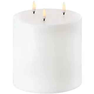 Uyuni Lighting Pillar Led Kerze 3 Flammen 15 x 15 cm Echtwachs Weiss - 6 Stunden Timerfunktion - Keine Brandgefahr, Keine Rußbildung und kein Geruch