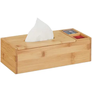 Relaxdays Tuchspender Tücherbox Hellbraun