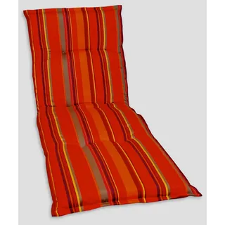 Liegenauflage , Gelb, Rot, Graubraun , Textil , Streifen , Füllung: Schaumstoff, Vlies , 63x9x190 cm , Made in Germany , hochwertige Qualität , Gartenmöbel, Gartenpolster & Auflagen, Liegenauflagen