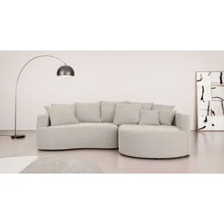 Home affaire Ecksofa »Kahekili, Schlafsofa mit Bettkasten, Maße B/T/H: 255/181/90/ cm« L-Form mit Wellenunterfederung, 7 Rückenkissen und 2 Zierkissen, beige