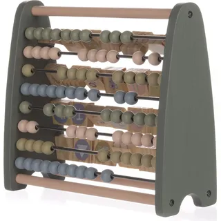 Montessori Abakus doppelseitig mit bunten Perlen und drehbaren Würfeln 25x9,5x23 cm