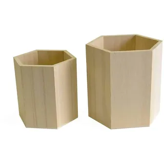 Artemio Sechseckige Vasen aus Holz, 2er-Set