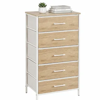 Relaxdays Kommode 94 x 45 x 30 cm Natur/Weiß