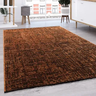 Teppich Wohnzimmer Flachgewebe Modern Sisal Muster Einfarbig Pastell Fransen Grösse 240x340 cm - Kupfer