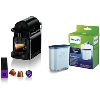 Nespresso De'Longhi EN 80.B Inissia, Hochdruckpumpe, Energiesparfunktion & Philips AquaClean Kalk- und Wasserfilter für Espressomaschine, Kein Entkalken bis 5000 Tassen, Einzelpack