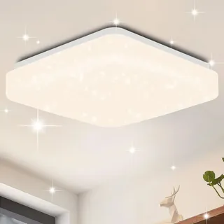 ZMH Led Deckenleuchte Kinderzimmer Deckenlampe Sternenhimmel Klein Eckig 15W 4000K 21cm Neutralweiß Modern für Schlafzimmer Treppenhaus Flur Büro - Weiß