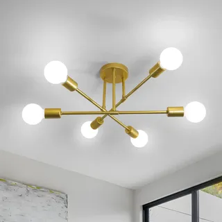 Comely Deckenleuchte Vintage, 6-flammig Retro Deckenlampe E27 Fassung, Modern Kronleuchter aus Metall Industrie Hängelampe für Wohnzimmer Schlafzimmer Esszimmer Restaurant