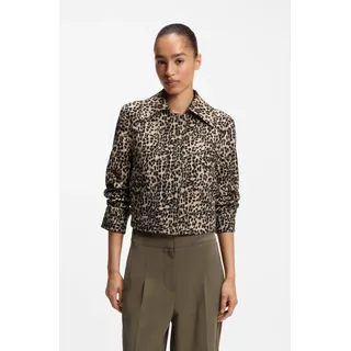 Boss für Damen. 50563276 Jacke Janima mit Animal-Print-Muster 42, Beige, Lässig, Tierdruck, Baumwolle,