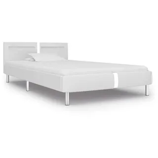 vidaXL Bettgestell mit LED Weiß Kunstleder 90x200 cm - Weiß