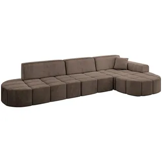 altdecor Eckcouch Samt 3-Sitzer Braun