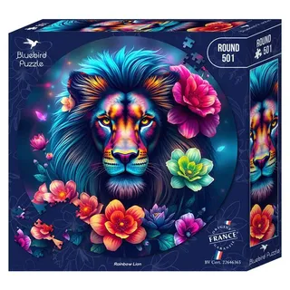 Puzzle, 501 Teile: Bluebird – Rundes Regenbogen-Löwen-Puzzle